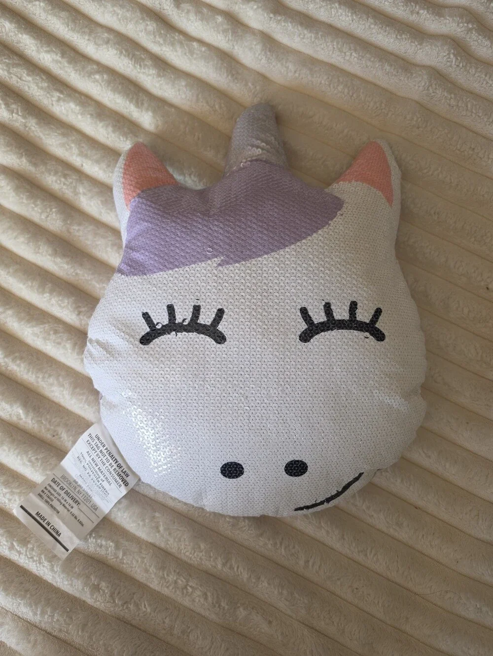 NWT Sequin Unicorn Pillow & Purple Colorful Watercolor Size 15 Inches X 15 Inch